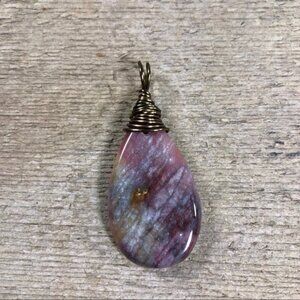Purple Agate Tear Drop Necklace Pendant